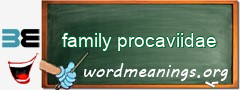WordMeaning blackboard for family procaviidae